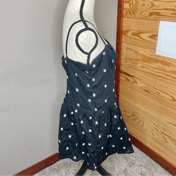 Zara Black White Floral Spaghetti Strap Smocked V-Neck Mini Dress Plus Size XXL - Picture 4 of 9